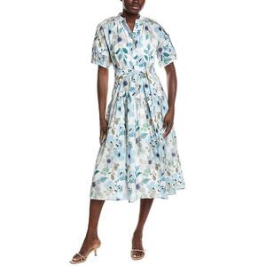 Gracia Womens  Floral Print Midi Shirtdress, Blue